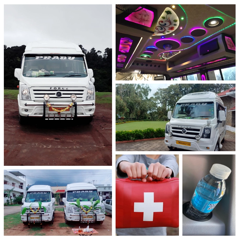 Interior features and amenities of the 12 seater Force Traveller