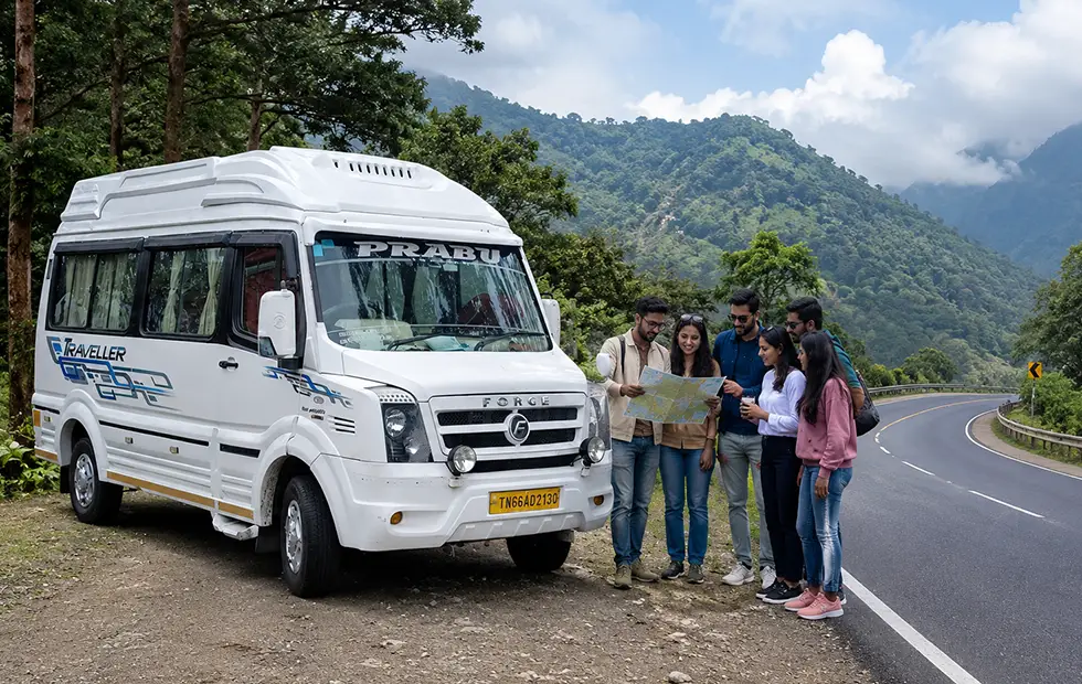 Force Traveller booked for a comfortable outstation travel trip
