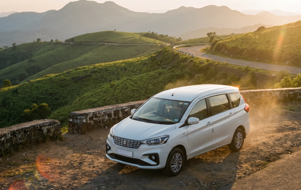 Full day Maruti Ertiga car rental package for local city travel and sightseeing in Coimbatore.